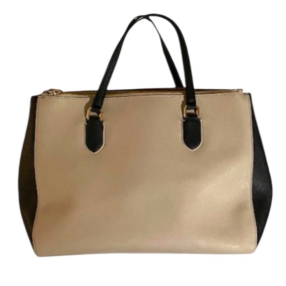 Kate Spade Leighann Saffiano Leather Satchel Almond Black - Picture 6 of 13